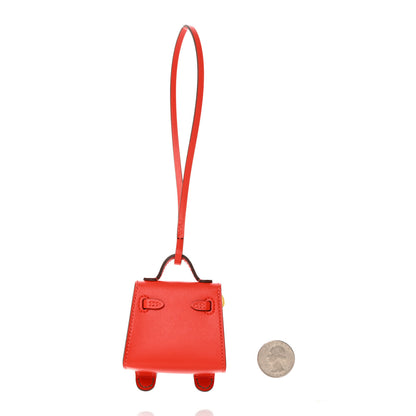 Hermes Tadelakt Chevre Mysore Kelly Quelle Idole Bag Charm Capucine Jaune De Naples Vert Vertigo Zanzibar 2 of 7