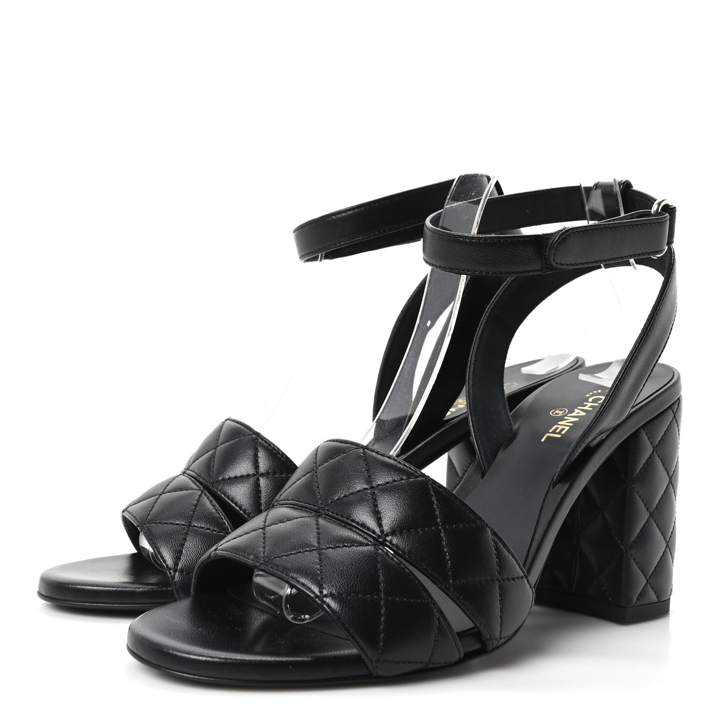 Lambskin Quilted Sandals 40 Black