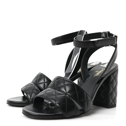 Chanel Lambskin Quilted Sandals 40 Black 4 of 10