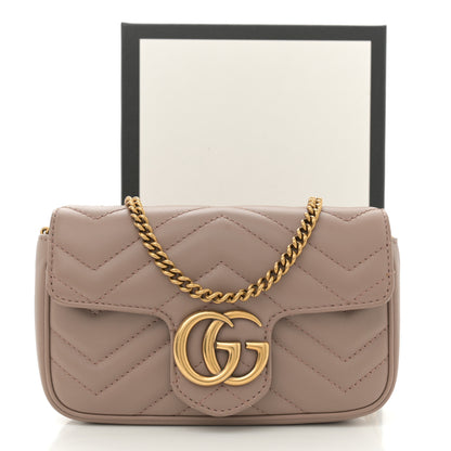 Gucci Calfskin Matelasse Super Mini GG Marmont Shoulder Bag Porcelain Rose 11 of 11