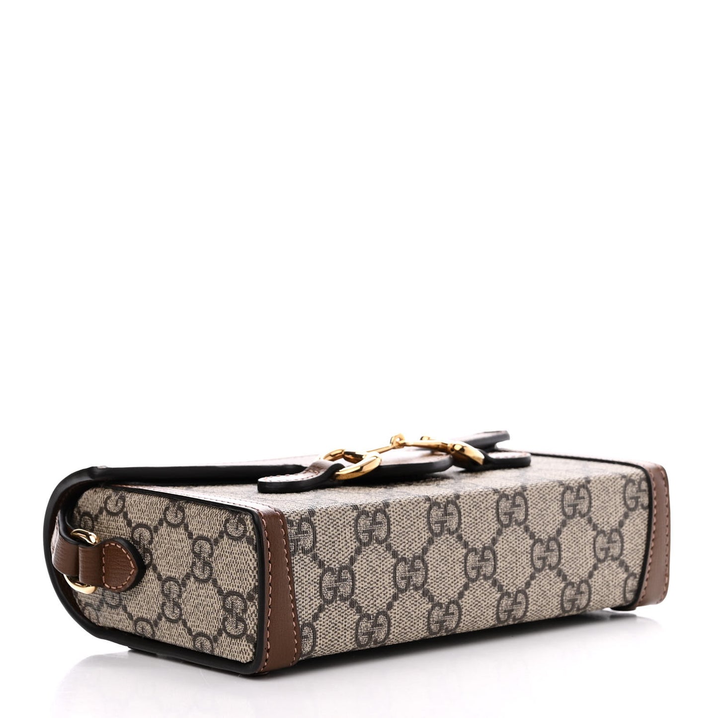 GG Supreme Monogram Mini Horsebit 1955 Shoulder Bag Beige Brown Sugar