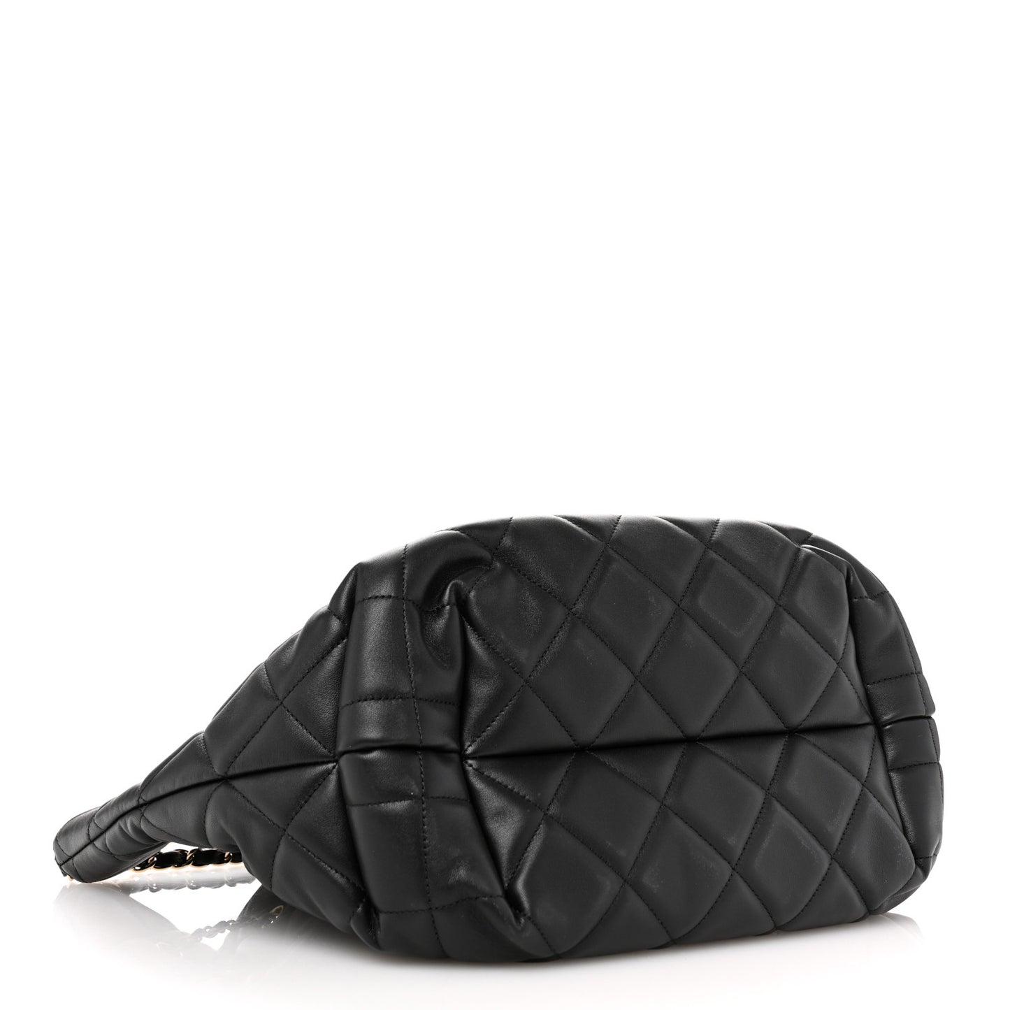 Lambskin Quilted CC Dweller Drawstring Tote Black