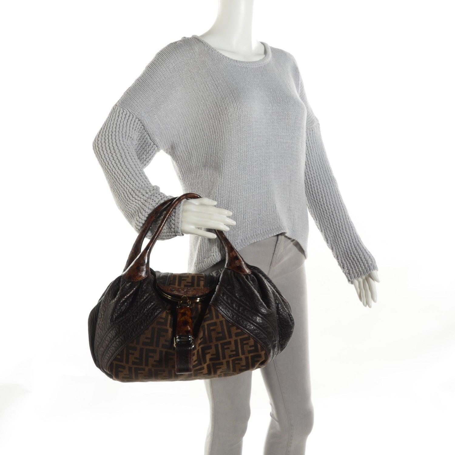 Fendi Zucca Nappa Nuvolata Vitello Tortuga Spy Tobacco Moro 2 of 8
