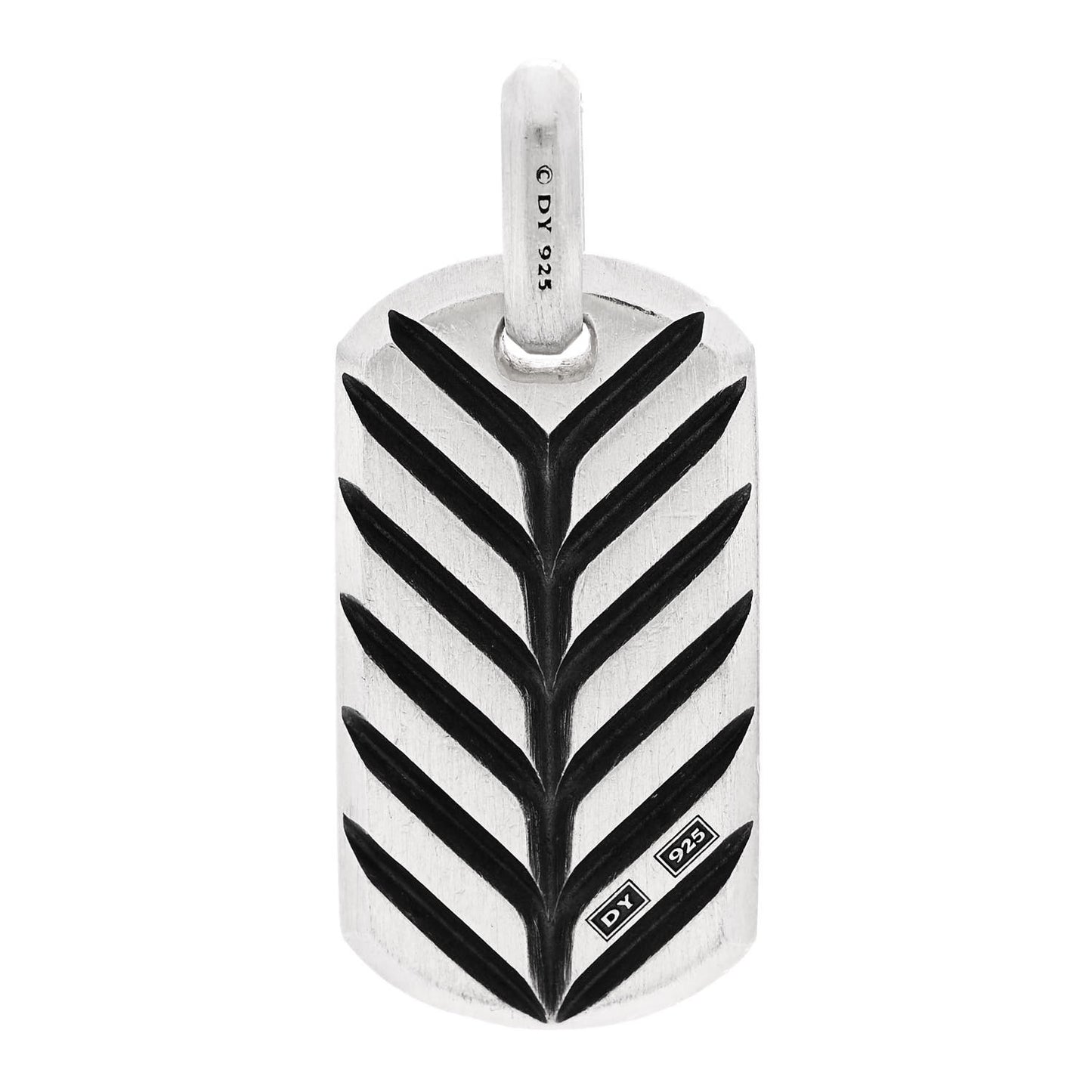 Sterling Silver Black Diamond Chevron Tag Pendant