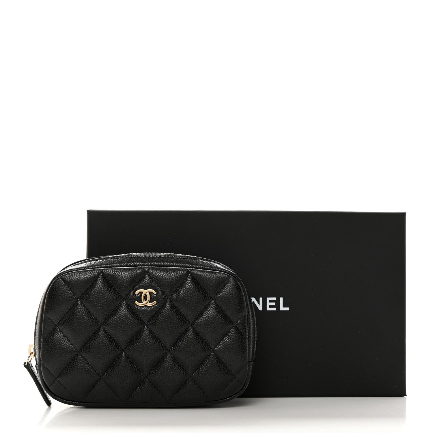 Chanel Caviar Quilted Small Curvy Pouch Cosmetic Case Black 8 of 8