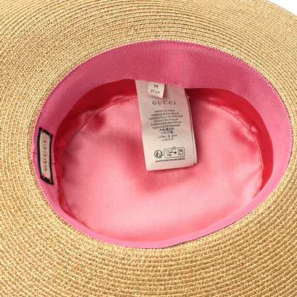 Gucci Glittered Straw Grosgrain Wide Brim Hat M Gold Black 7 of 9