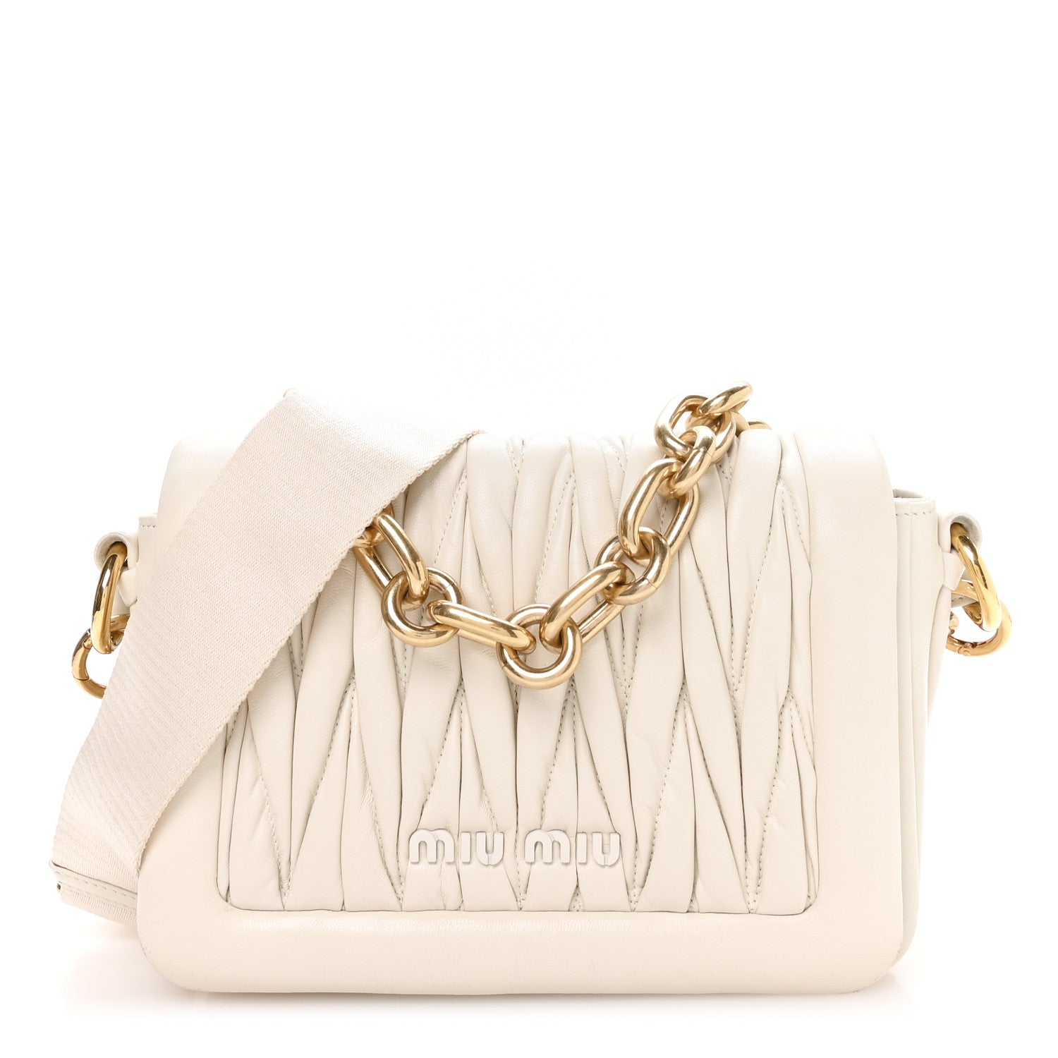 Miu Miu Nappa Matelasse Chain Shoulder Bag White 1 of 10