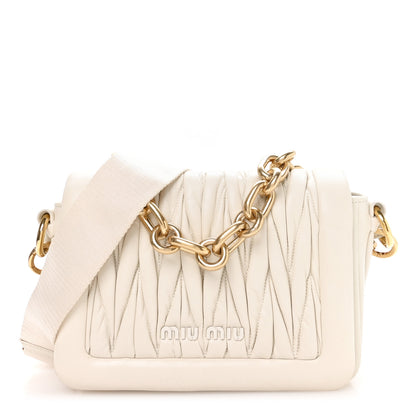 Miu Miu Nappa Matelasse Chain Shoulder Bag White 1 of 10