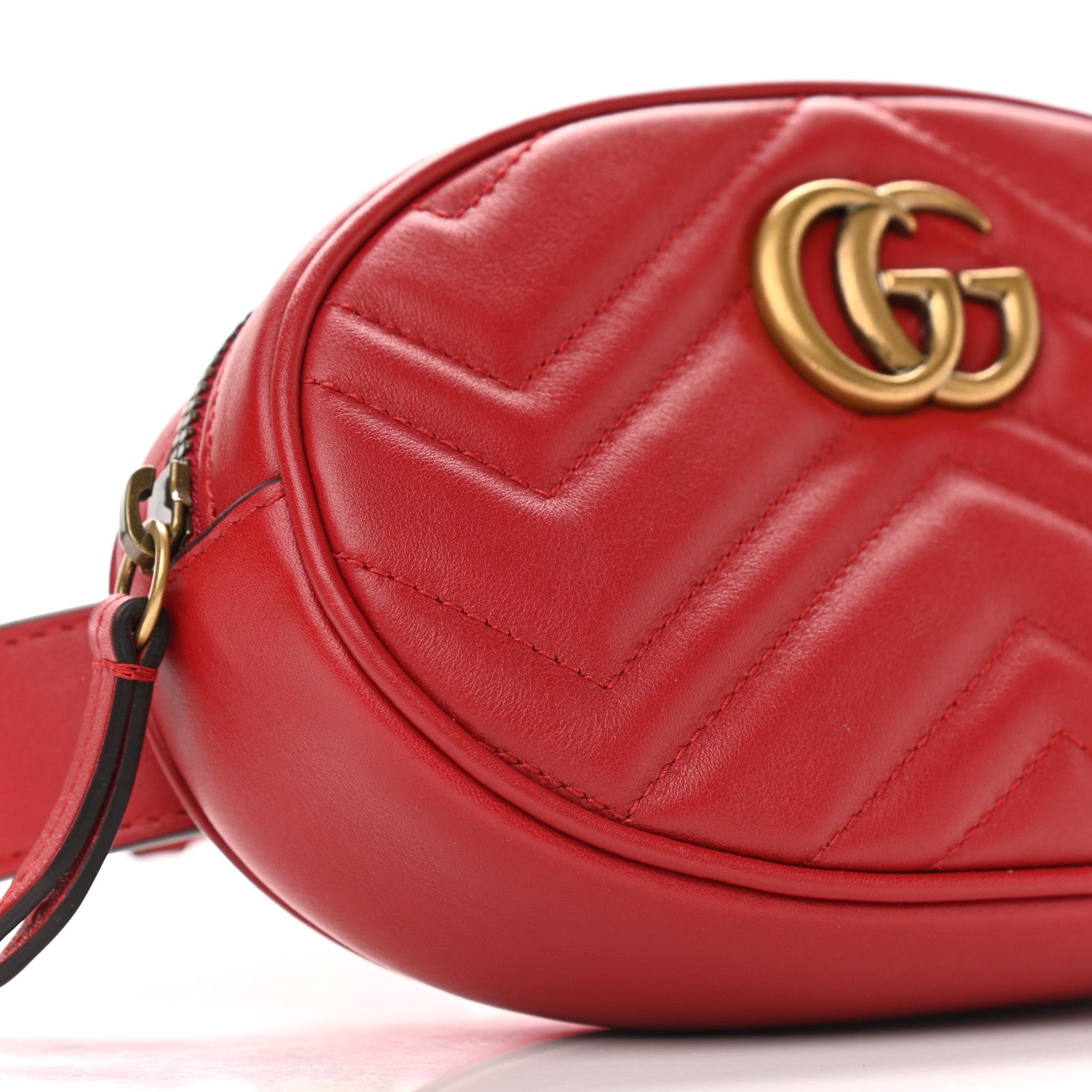 Gucci Calfskin Matelasse GG Marmont Belt Bag 75 30 Hibiscus Red 8 of 9