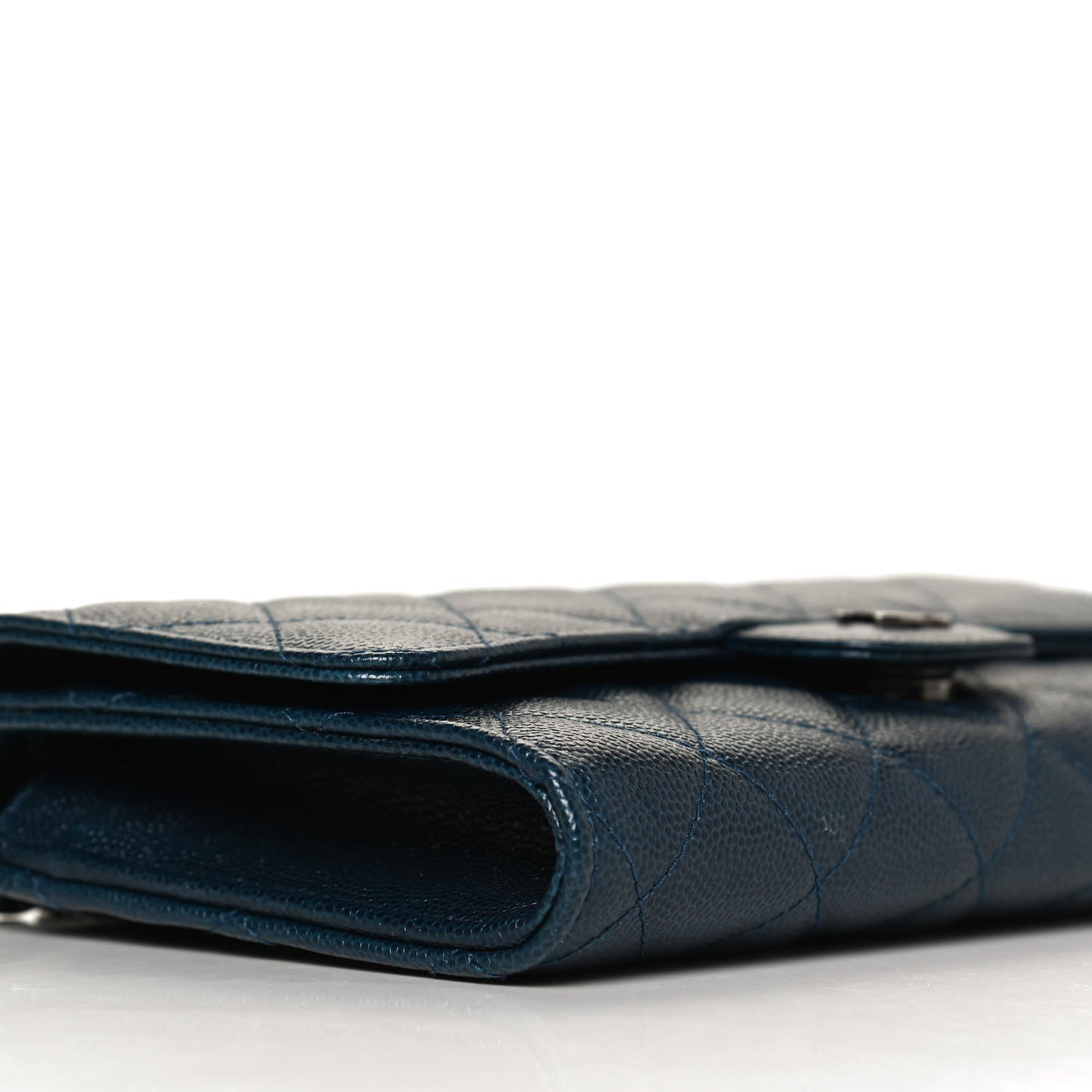 Caviar Quilted Wallet on Removable Chain Navy
