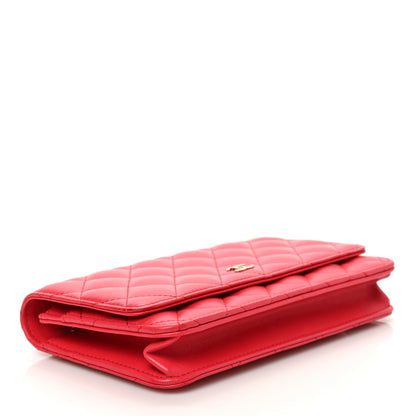 Chanel Lambskin Quilted Wallet On Chain WOC Red 4 of 10