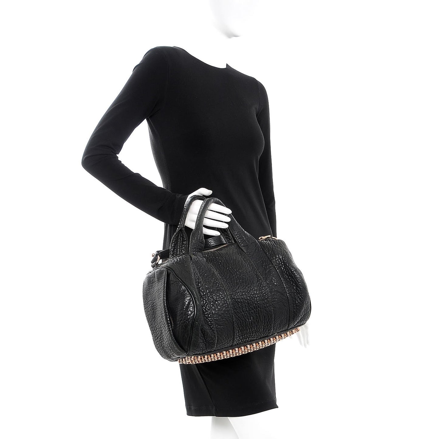 Pebbled Lambskin Rocco Black Rose Gold Hardware