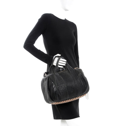 Alexander Wang Pebbled Lambskin Rocco Black Rose Gold Hardware 3 of 12