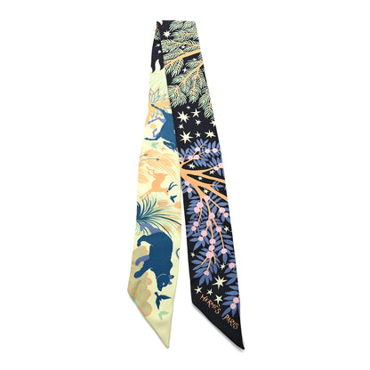 Hermes Silk Sous Le Charme D Orphee Twilly Bleu Black Jaune Soufre 2 of 4