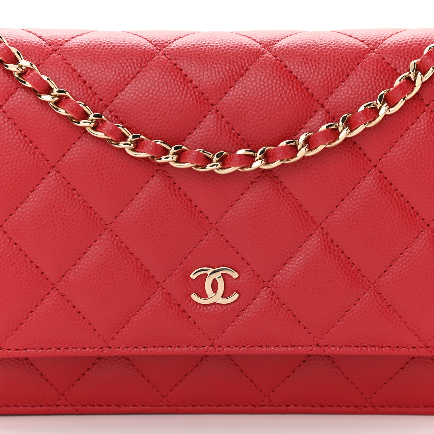 Caviar Quilted Wallet On Chain WOC Red