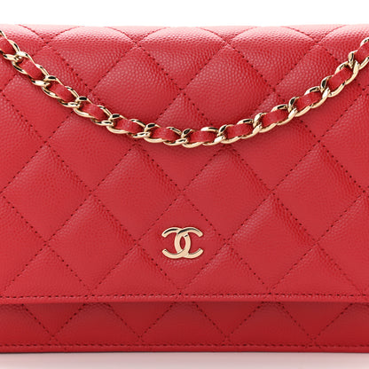 Chanel Caviar Quilted Wallet On Chain WOC Red 10 of 11