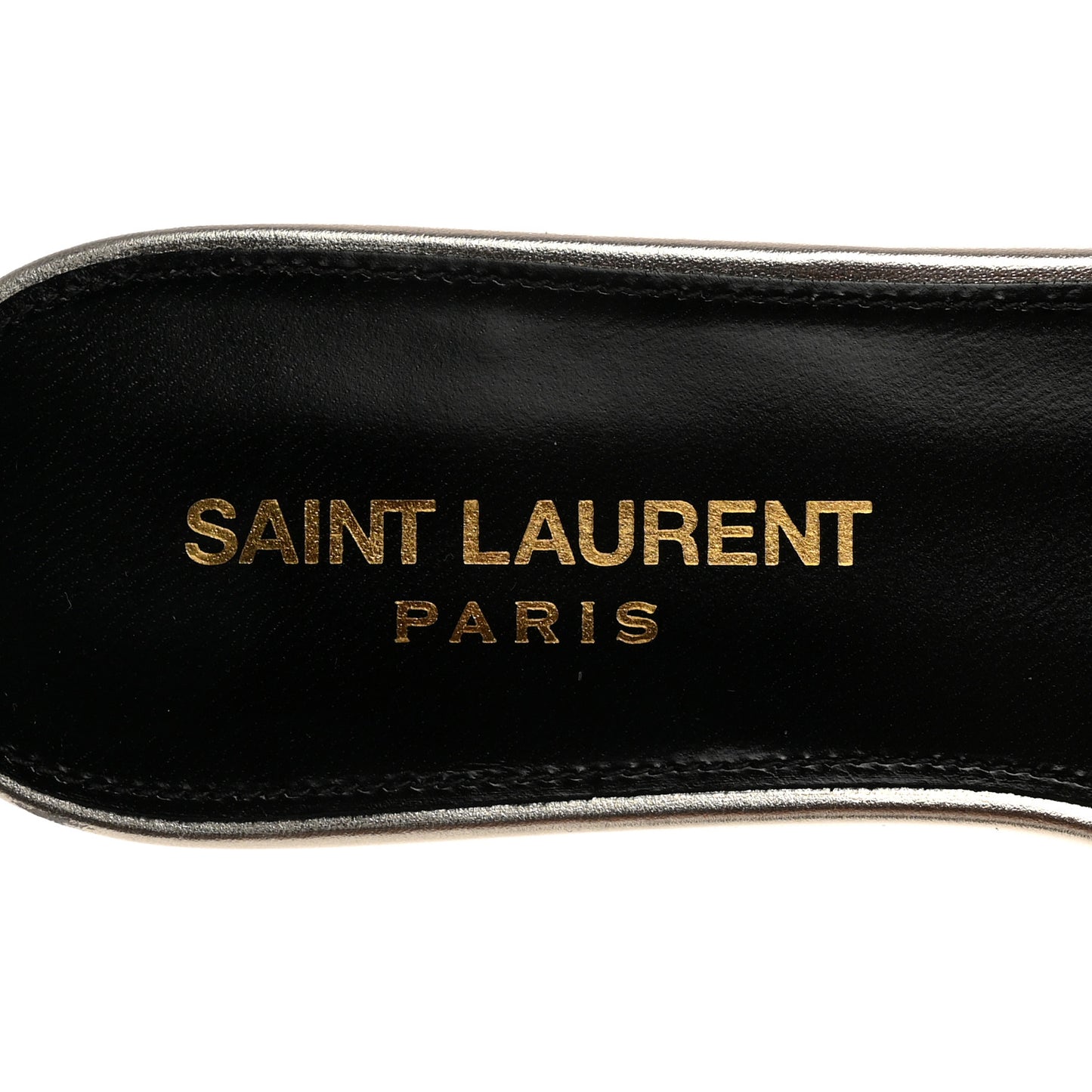 Metallic Calfskin Nu Pied 05 Slide Sandals 35.5 Platino