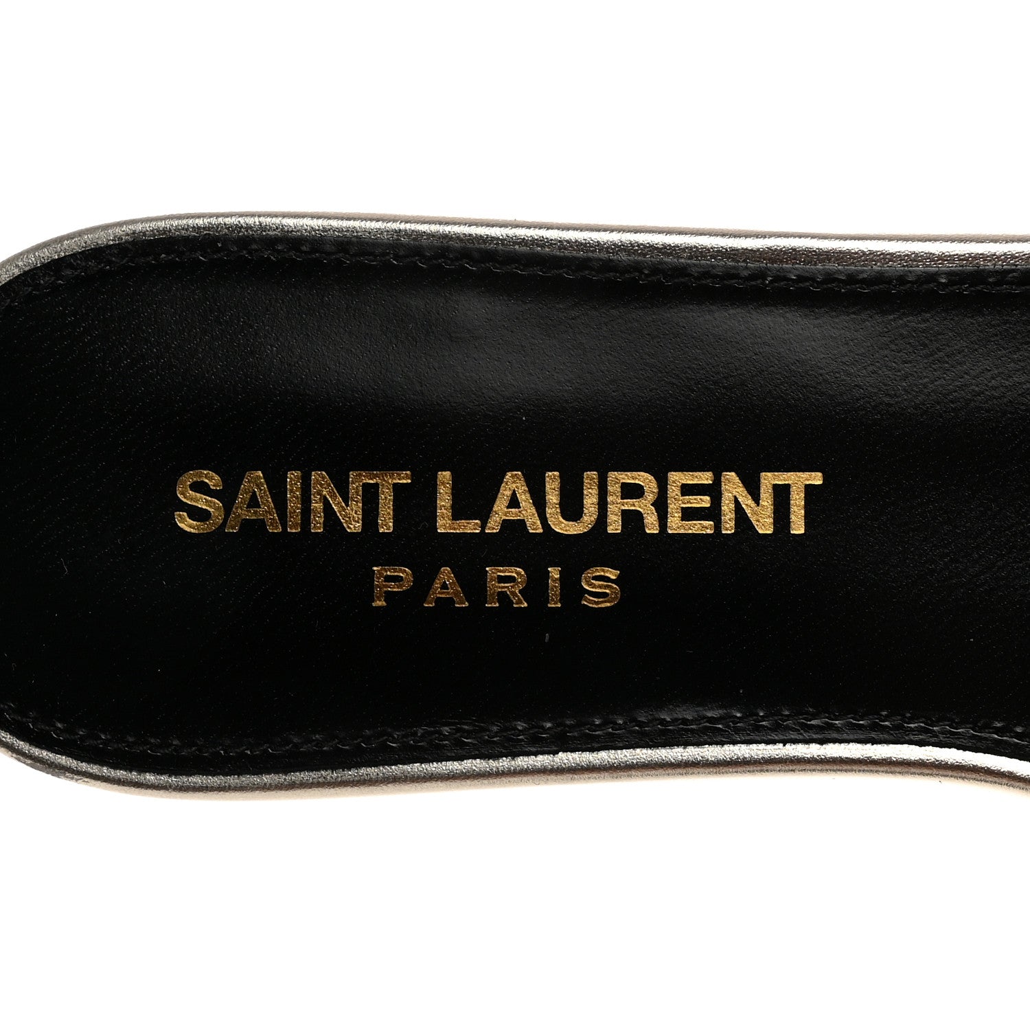 Saint Laurent Metallic Calfskin Nu Pied 05 Slide Sandals 35.5 Platino 6 of 9