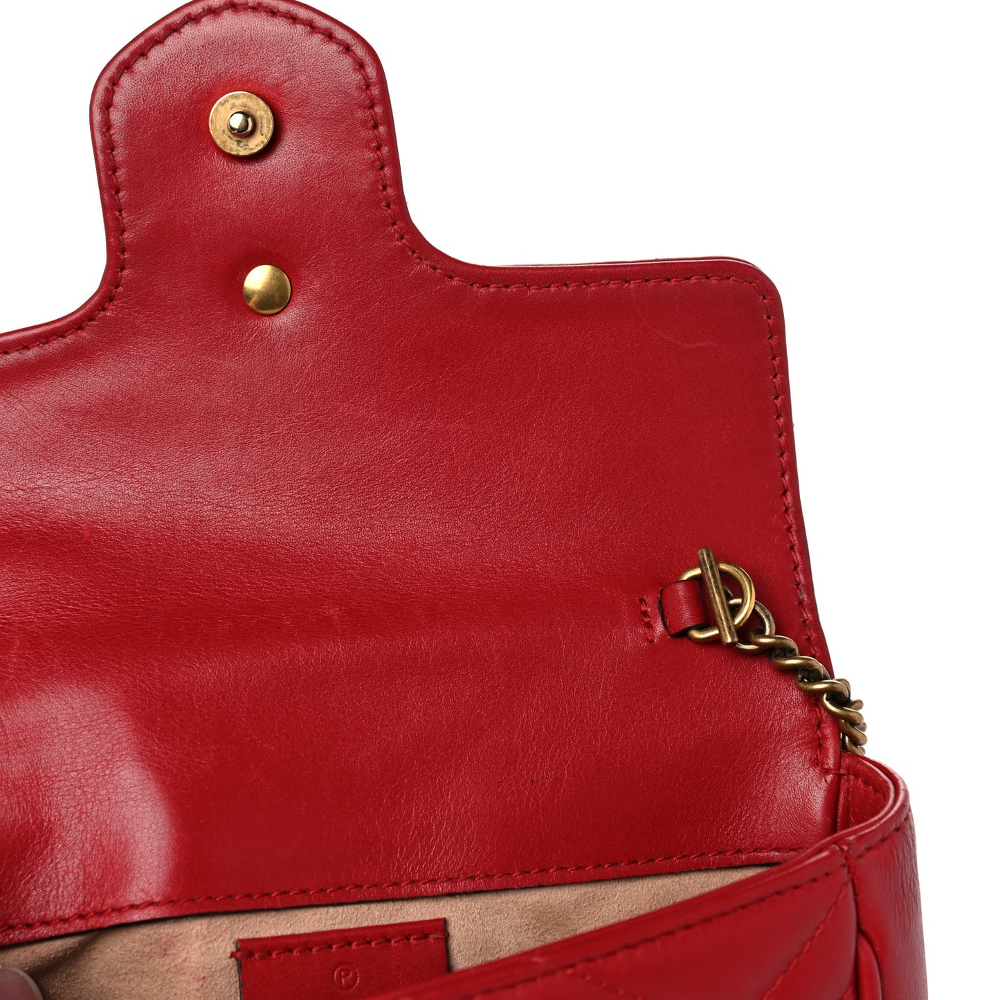 Calfskin Matelasse Super Mini GG Marmont Shoulder Bag Hibiscus Red
