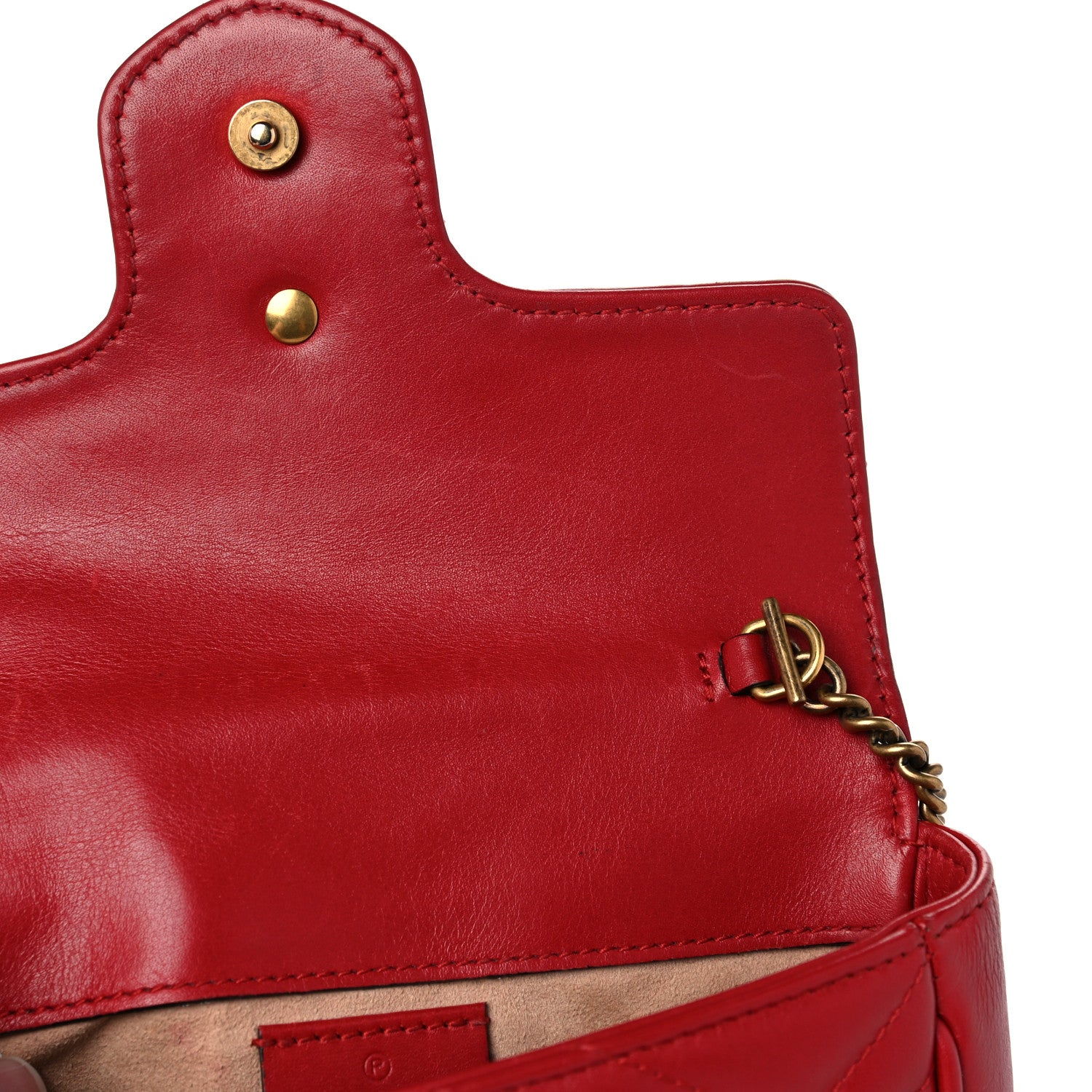 Gucci Calfskin Matelasse Super Mini GG Marmont Shoulder Bag Hibiscus Red 17 of 18