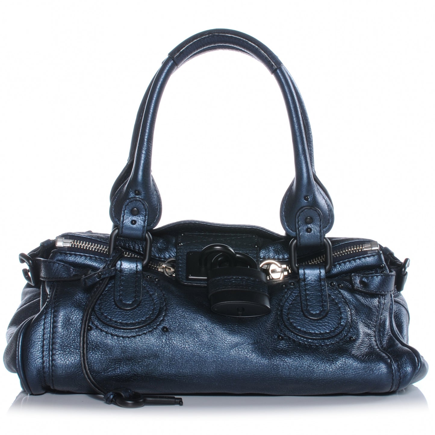 Leather Paddington Metallic Blue