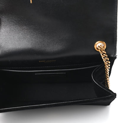 Saint Laurent Velvet Small Monogram Kate Tassel Shoulder Bag Black 5 of 9