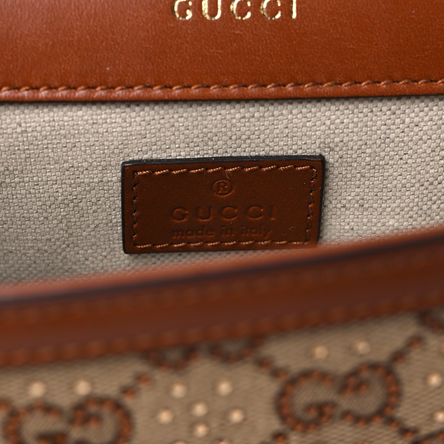New Canvas Charisma Calfskin Crystal GG Monogram Mini Horsebit 1955 Shoulder Bag Camel Ebony