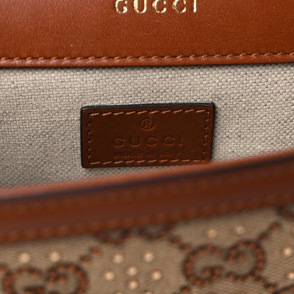 Gucci New Canvas Charisma Calfskin Crystal GG Monogram Mini Horsebit 1955 Shoulder Bag Camel Ebony 7 of 12