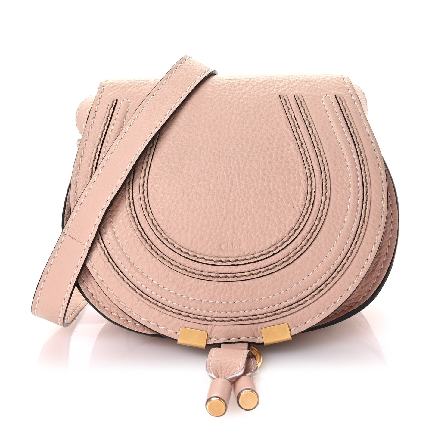 Calfskin Mini Marcie Round Crossbody Bag Blush Nude
