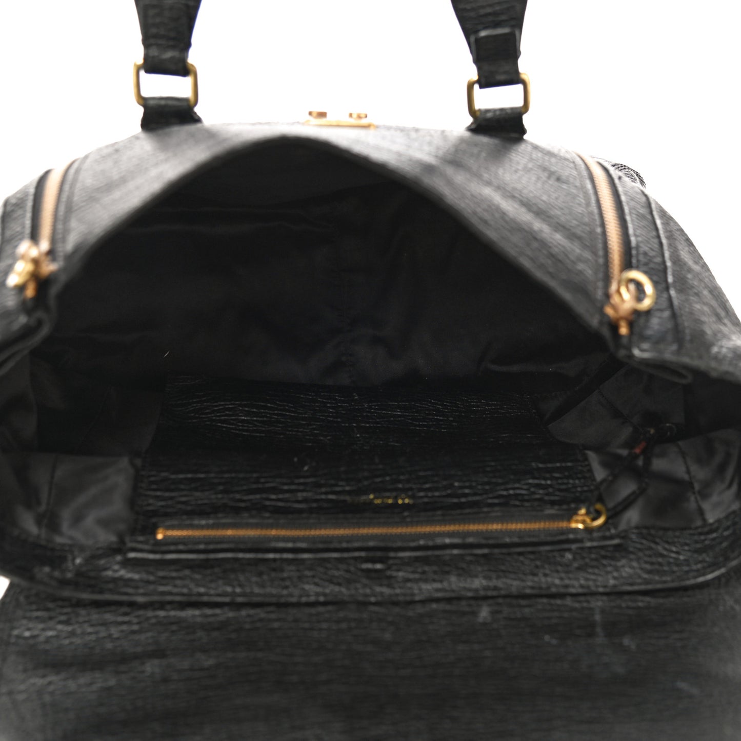 Textured Calfskin Large Pashli Satchel Black