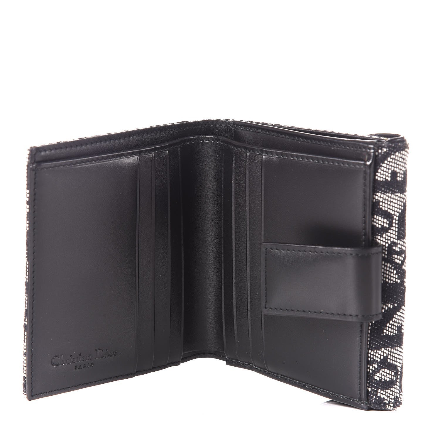 Christian Dior Monogram Compact Saddle Wallet Black 5 of 8