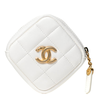 Chanel Lambskin Quilted Diamond Arm Coin Purse White 1 of 8