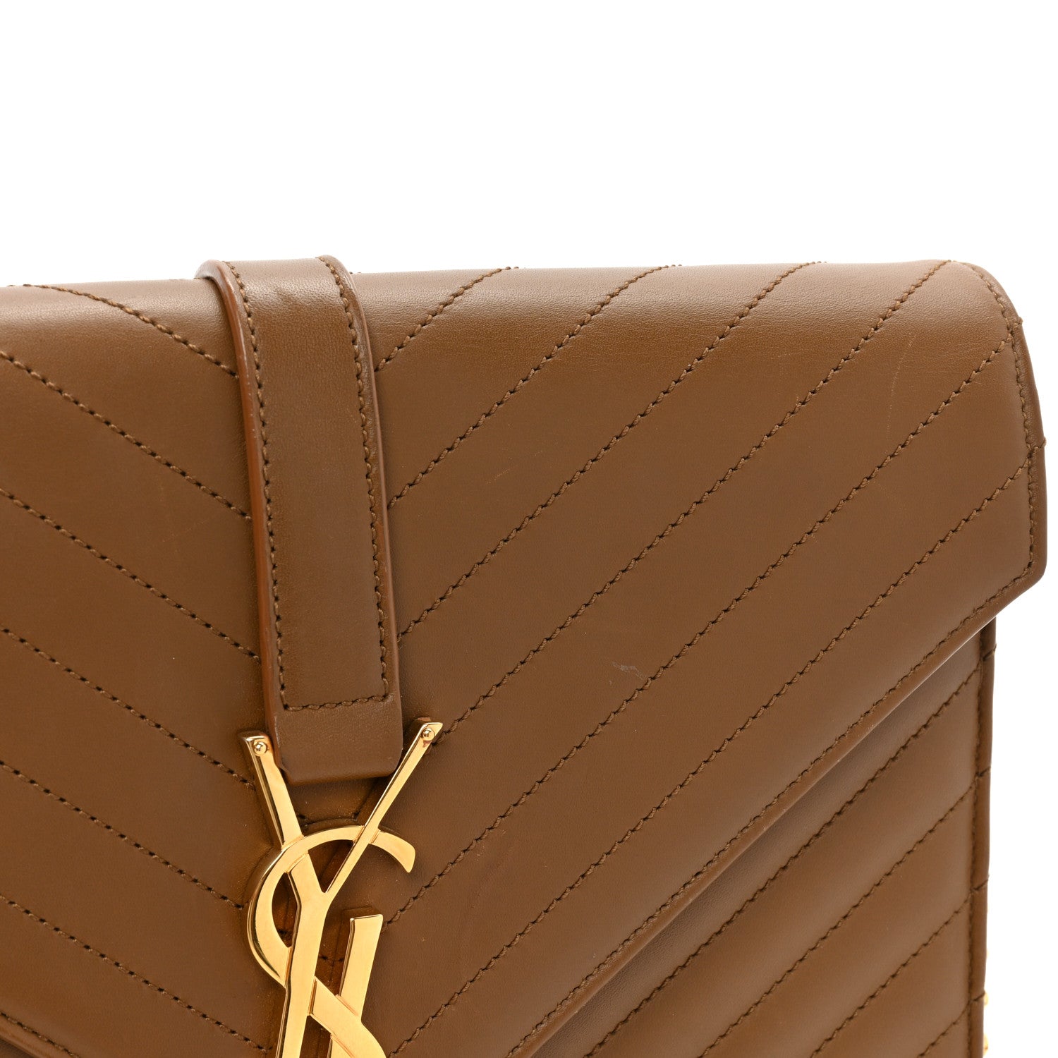 Saint Laurent Calfskin Matelasse Chevron Medium Monogram Satchel Brick 17 of 17