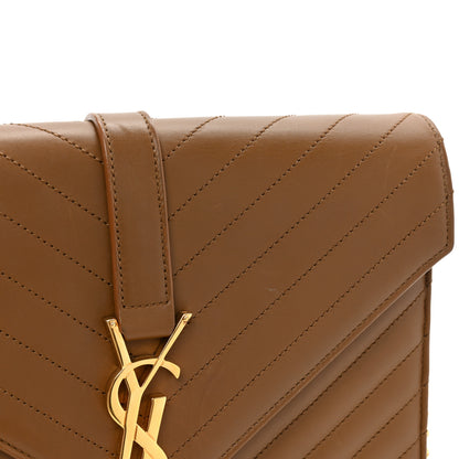 Saint Laurent Calfskin Matelasse Chevron Medium Monogram Satchel Brick 17 of 17