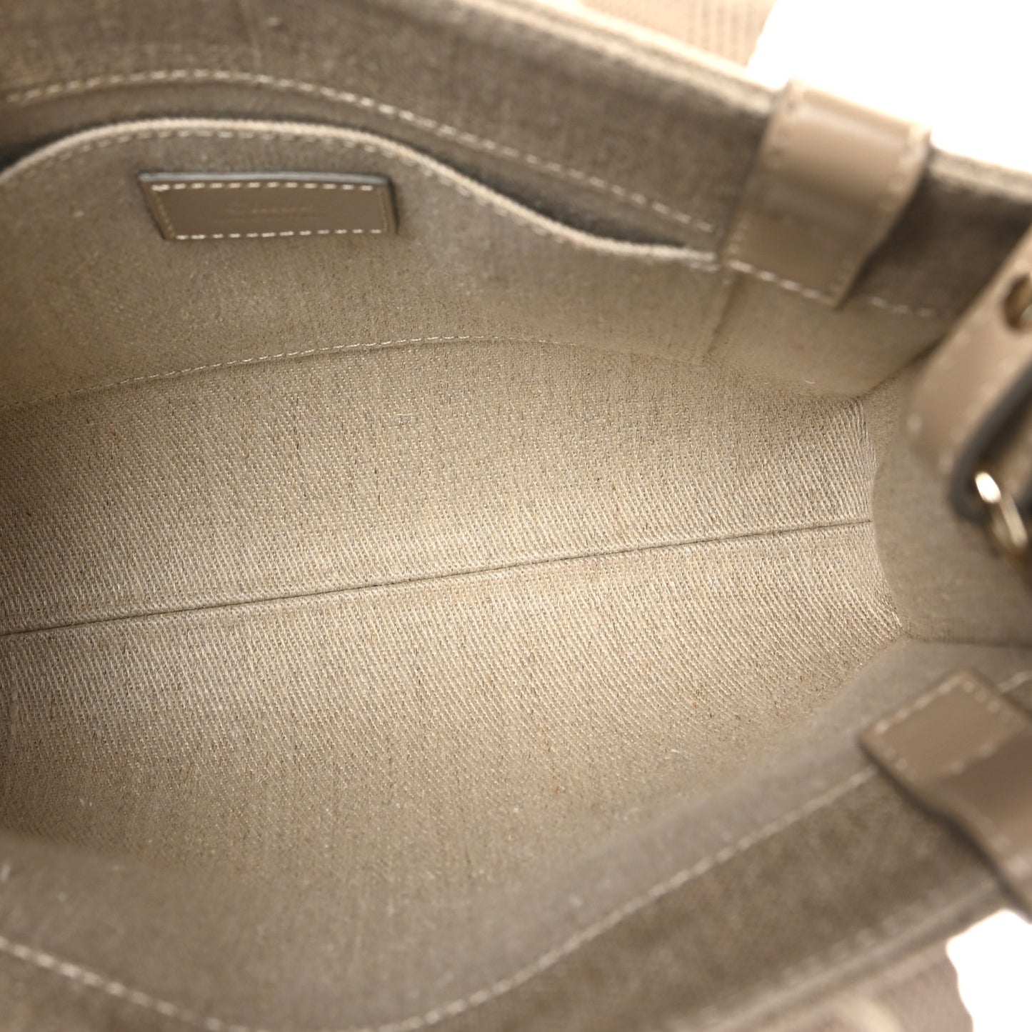 Linen Calfskin Small Woody Ribbon Tote With Strap Boyish Brown