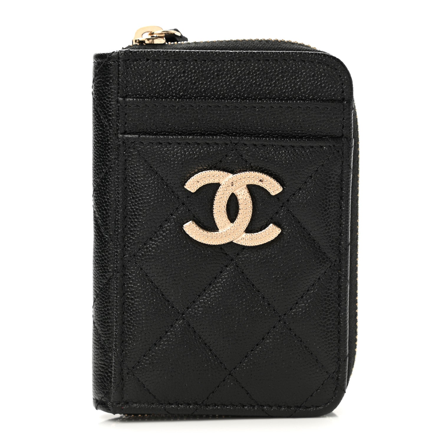 Chanel Caviar Quilted CC Zip Card Holder Black 1 of 8