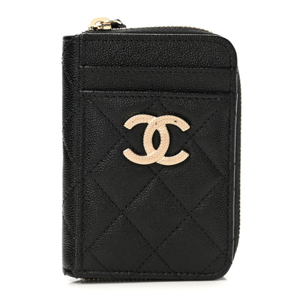 Chanel Caviar Quilted CC Zip Card Holder Black 1 of 8