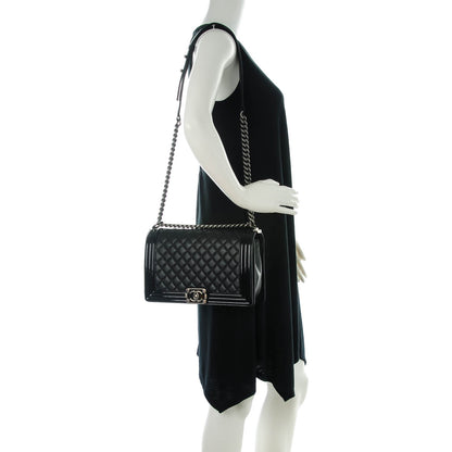 Chanel Goatskin Quilted Patent New Medium Duo Boy Flap Black 2 of 7