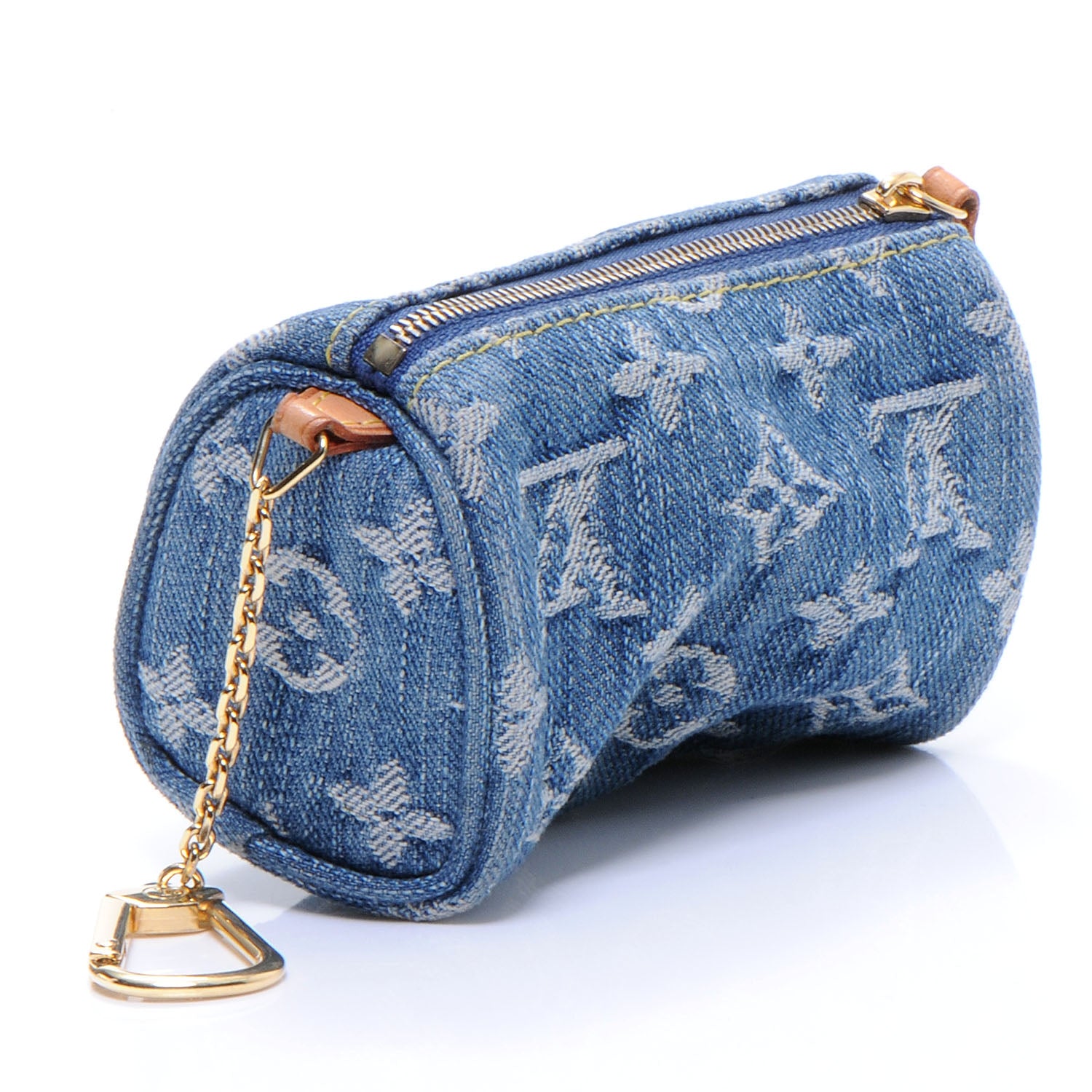 Louis Vuitton Monogram Denim Pochette Speedy PM Key Holder Blue 3 of 7