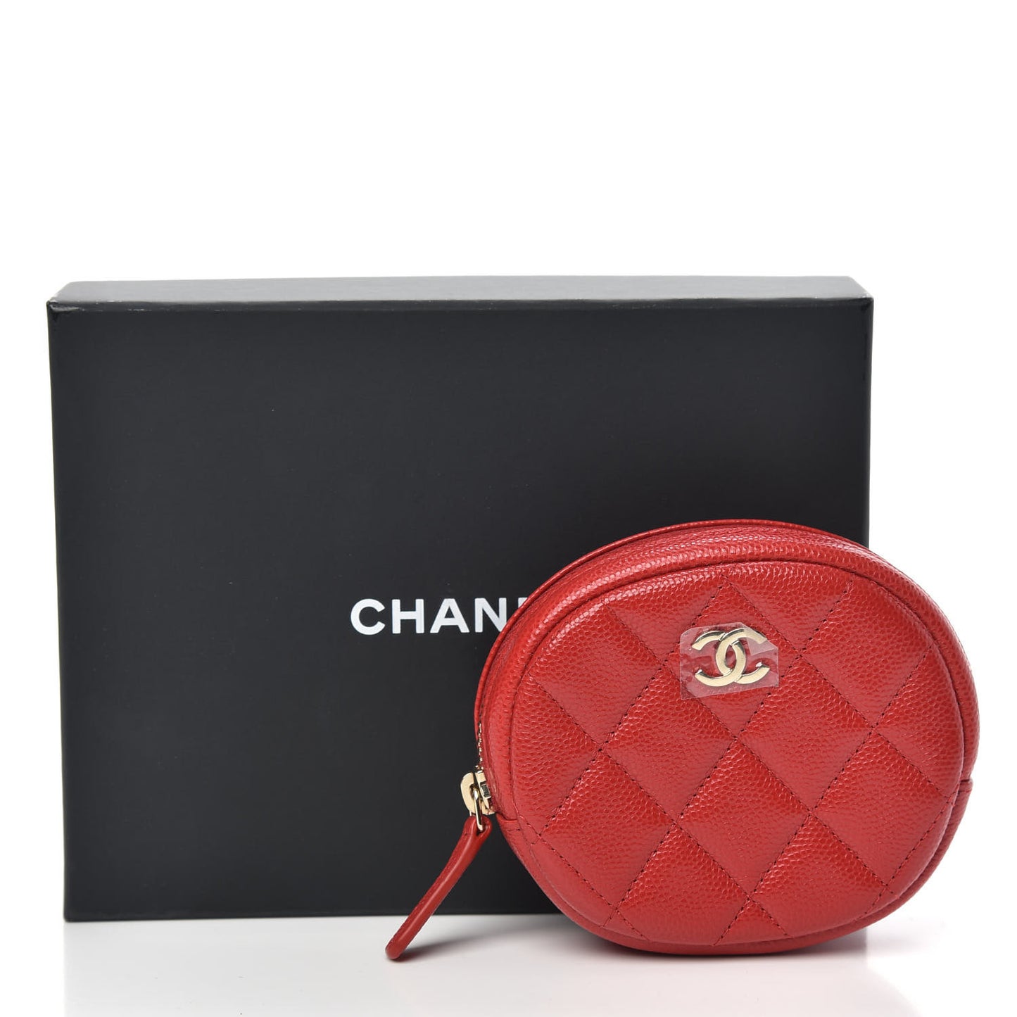 Caviar Quilted Zip Around Classic Coin Purse Dark Pink