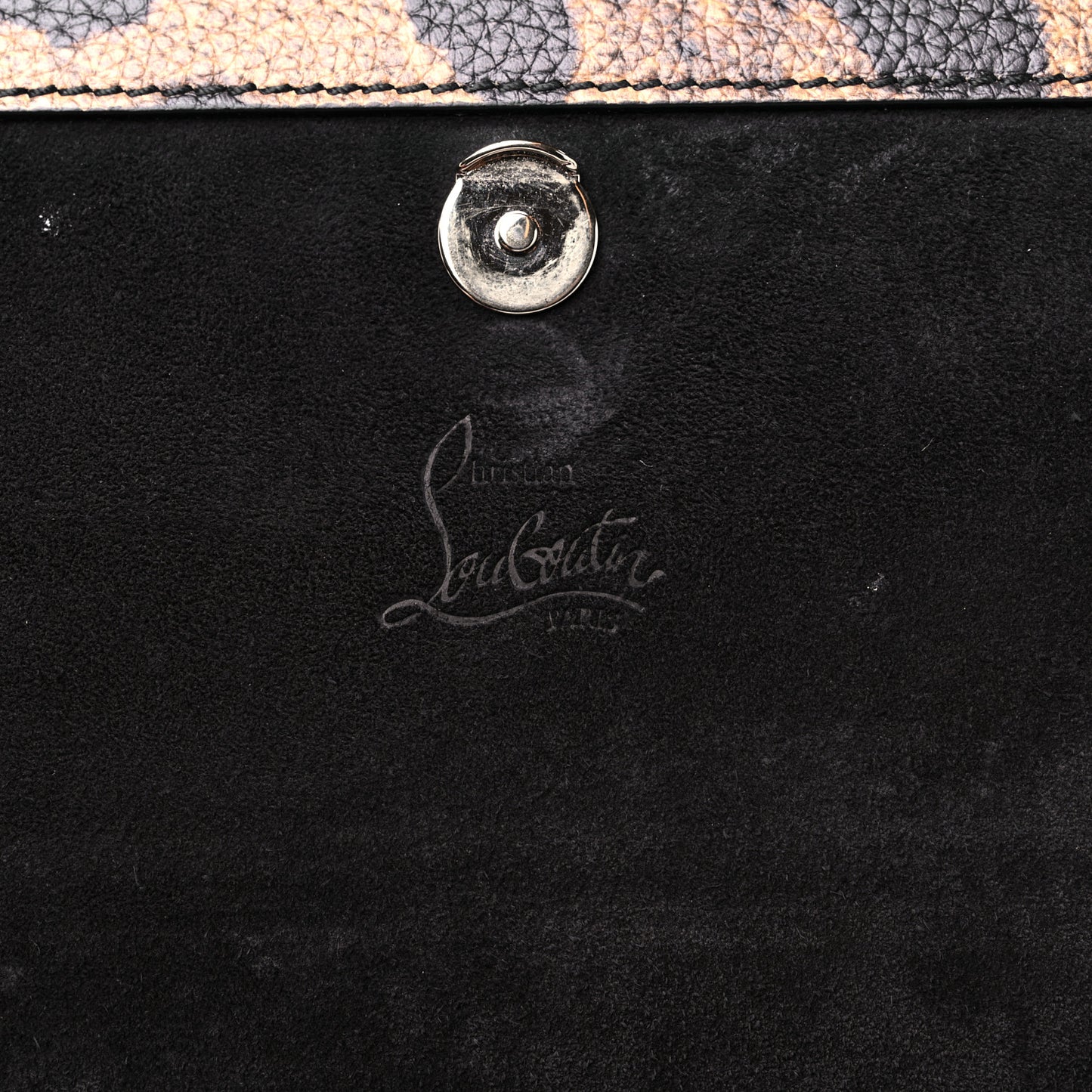 Calfskin Leopard Print Loubiblues Paris Clutch Bag Brown