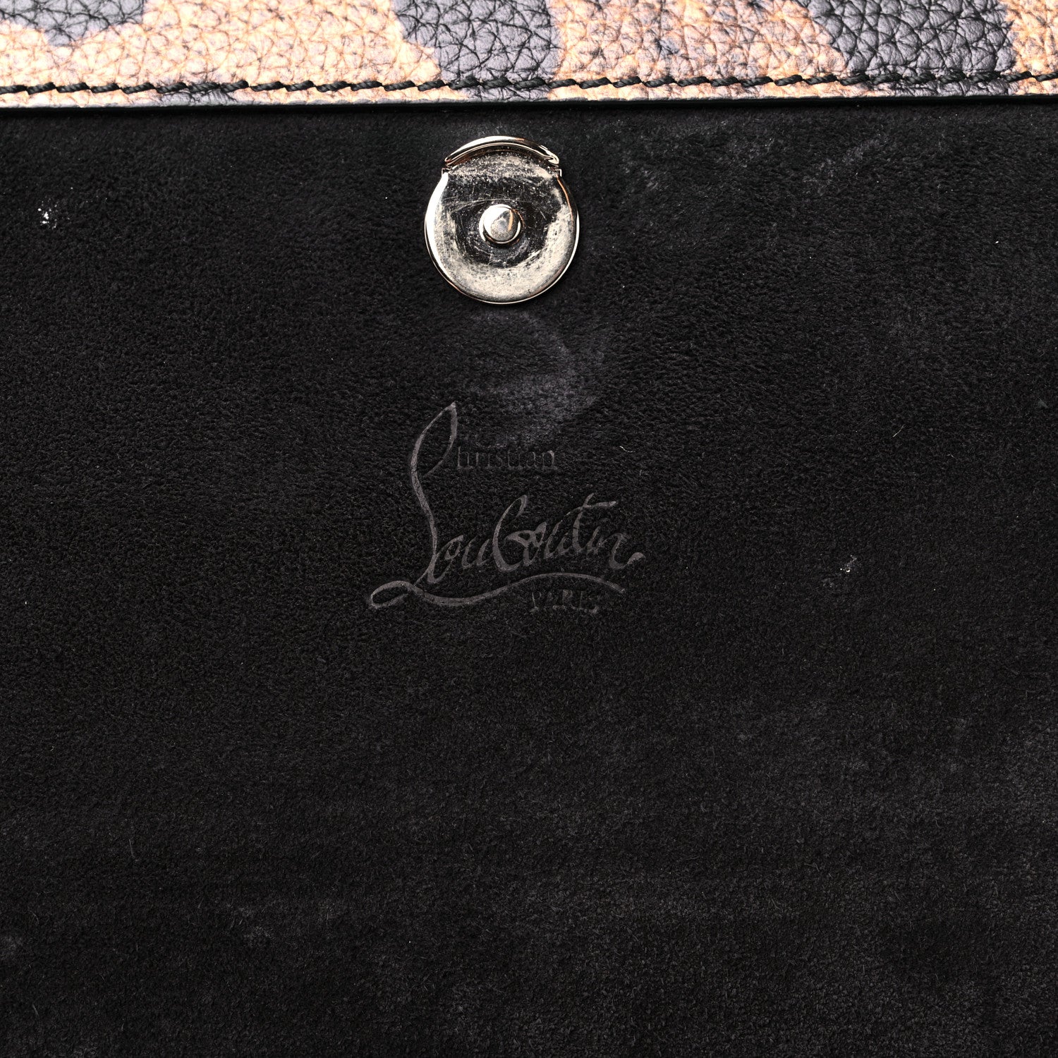 Christian Louboutin Calfskin Leopard Print Loubiblues Paris Clutch Bag Brown 6 of 13
