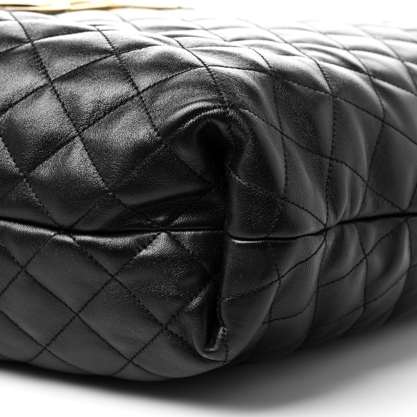 Lambskin Quilted Maxi Icare Shopping Tote Black