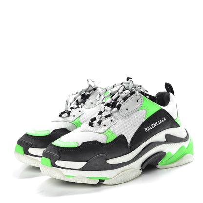 Balenciaga Fabric Mesh Womens Triple S Sneakers 39 White Green Fluo Black 3 of 9