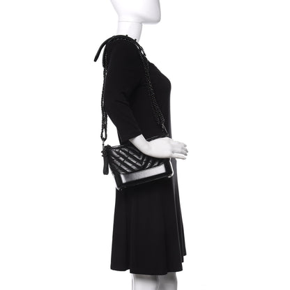 Chanel Aged Calfskin Chevron Quilted Small Gabrielle Hobo So Black 2 of 5