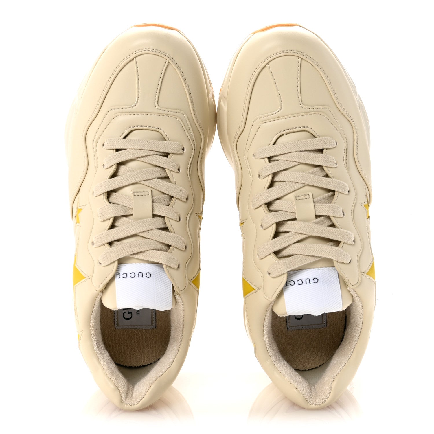 Gucci Evolution Calfskin Star Rhyton Sneakers 36 Ivoire Sky Yellow Hibiscus Red 2 of 9