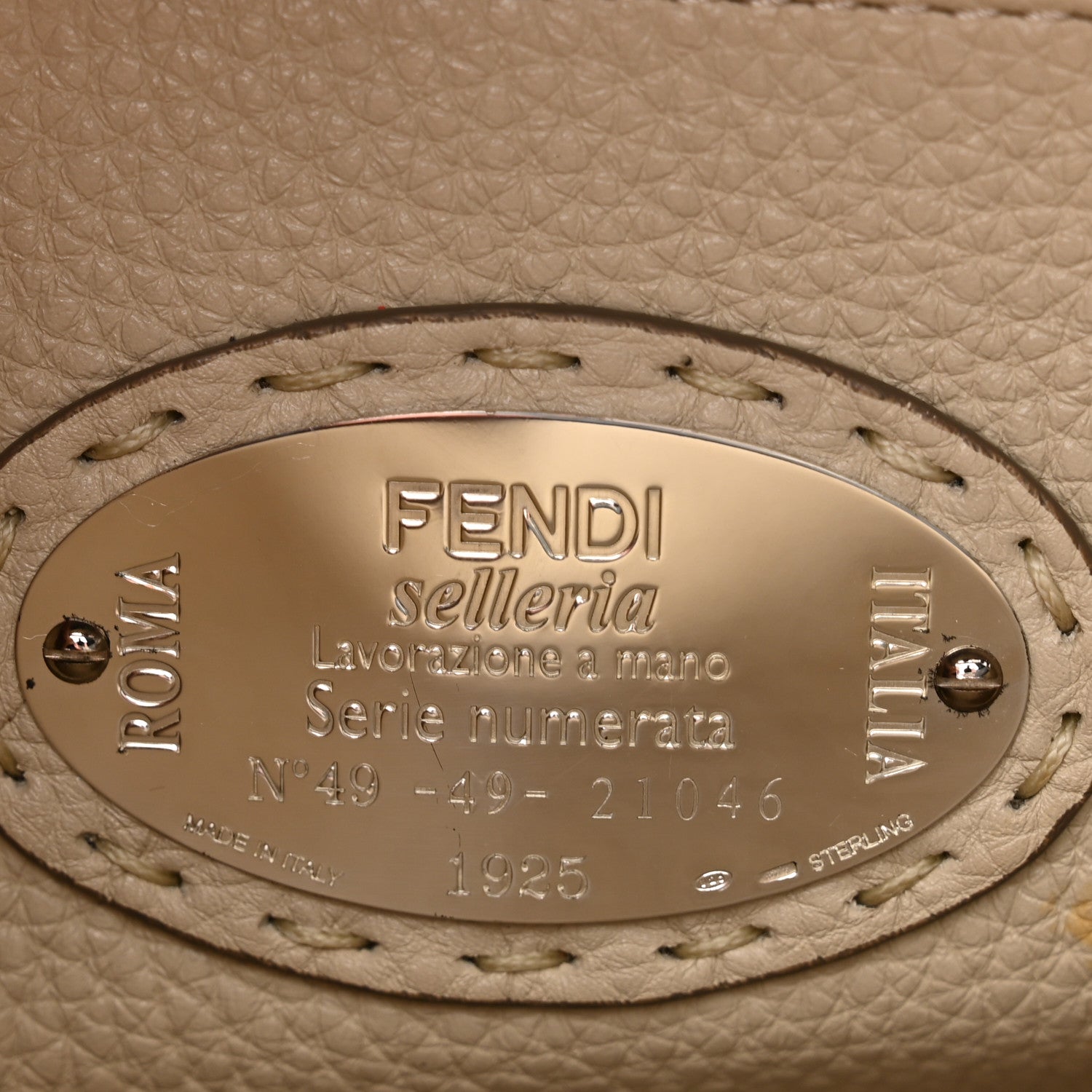 Fendi Cuoio Romano Selleria Bi-Color Medium Peekaboo Iconic Satchel Asphalt Milk 7 of 11