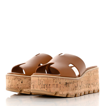 Hermes Calfskin Cork Eze 30 Sandals 36 Marron Glaise 3 of 10