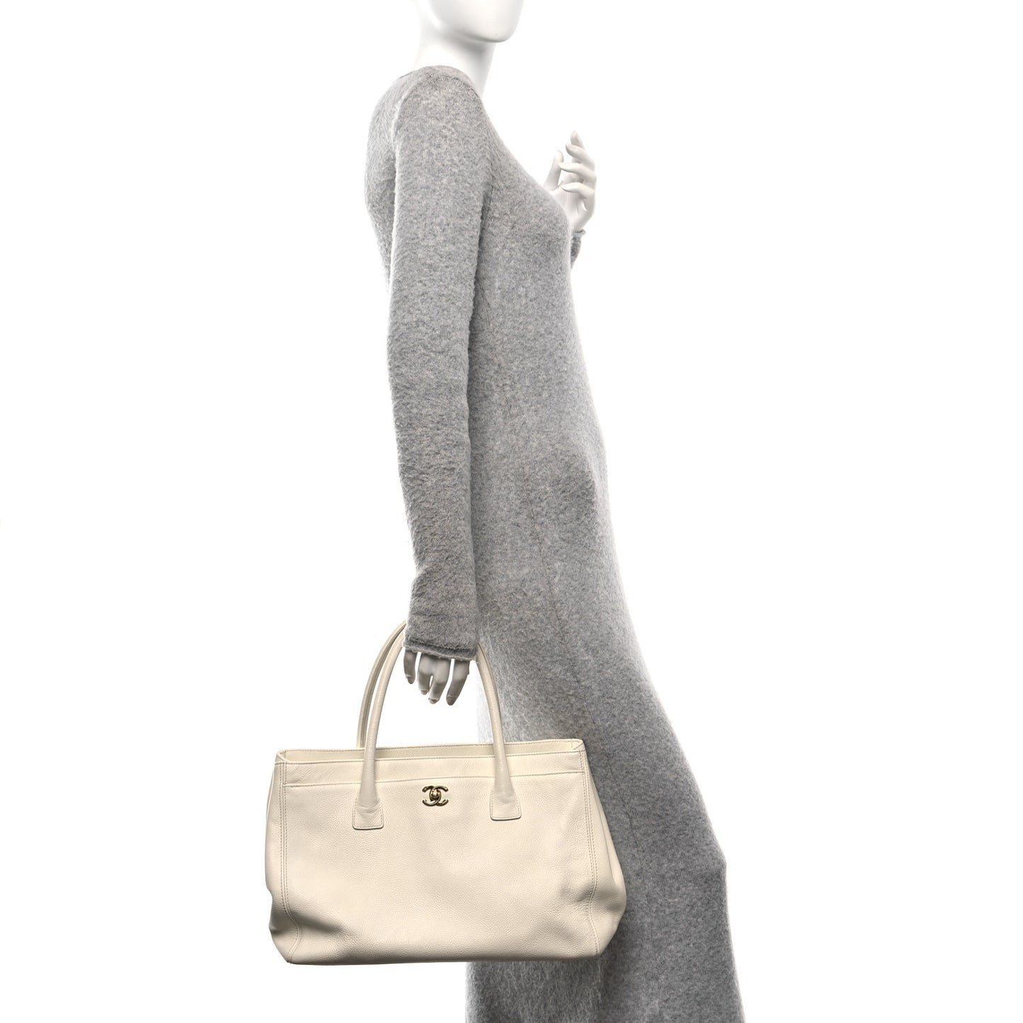 Calfskin Cerf Executive Shopper Tote White
