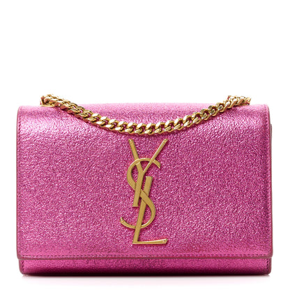 Saint Laurent Metallic Calfskin Small Classic Monogram Kate Satchel Fuchsia 1 of 10